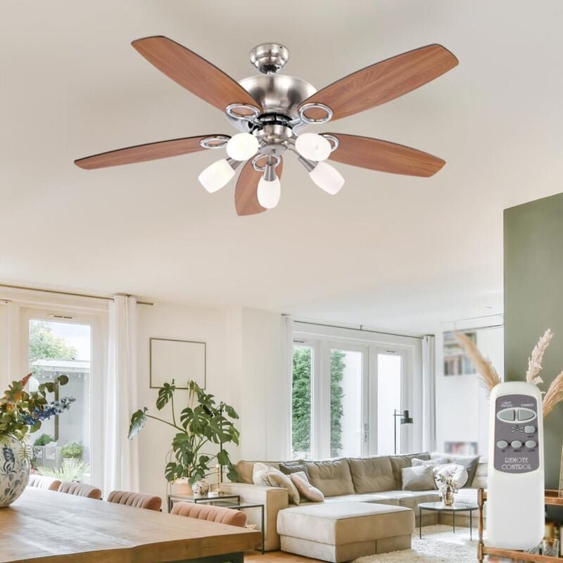 Deckenventilator mit Beleuchtung und Fernbedienung 3 Stufen Zugschalter Dimmfunktion 130 cm