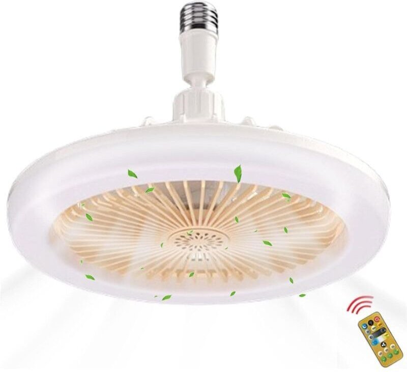 Deckenventilator mit Licht, Deckenventilator, 2-in-1 E27 Deckenventilator mit Licht und Fernbedienung, flacher geschloss...
