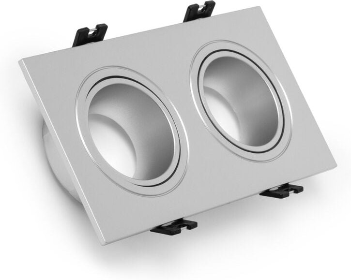 Ledkia - Downlight-Ring Eckig Kippbar aus für 2 LED-Birnen GU10 / GU5.3 Silbern