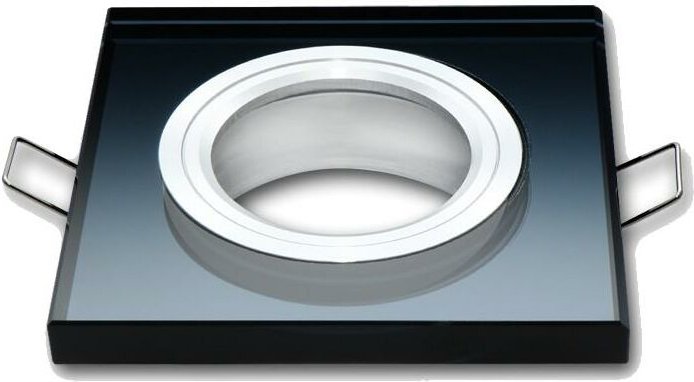 Einbaustrahler GU10 Einbaurahmen Glas Einbauleuchte Ø75mm Bohrloch inkl. GU10 Fassung für LED Leuchtmittel Schwarz Eckig