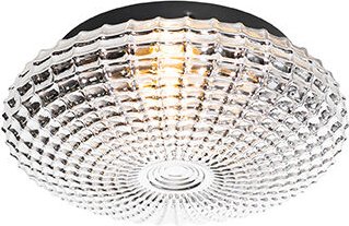 Qazqa - Klassische Deckenleuchte schwarz mit Rauchglas 23 cm IP44 - Nohmi