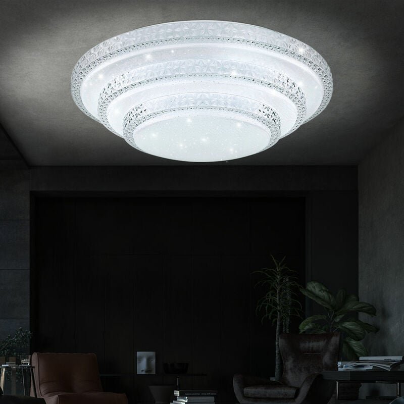 Deckenlampe dimmbar mit Fernbedienung, Smart LED Deckenleuchte, App-Sprachsteuerung, Nachtlichtfunktion, 30W 2300lm warm...