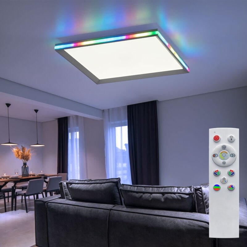 Paul Neuhaus - Deckenleuchte Panel Regenbogen Effekt dimmbar Wohnzimmerlampe led Deckenlampe Farbwechsel led, mit Fernbe...
