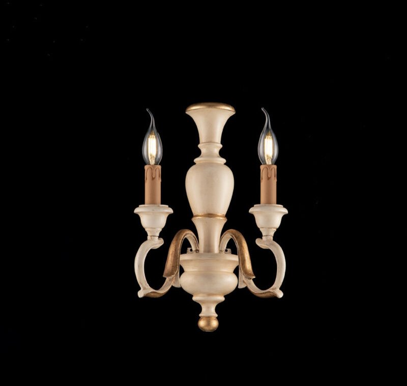 Fiorenza - Wandleuchte aus Elfenbeinholz und Blattgold 2 Lichter .18 - P.16 - BL172-AP2-AV - Bonetti Illumina