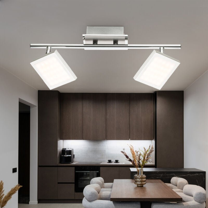 Deckenlampe led Deckenleuchte mit satinierten beweglichen Spots Lampe Chrom, 2 Flammig Spots beweglich, 2x led 6Watt 318...