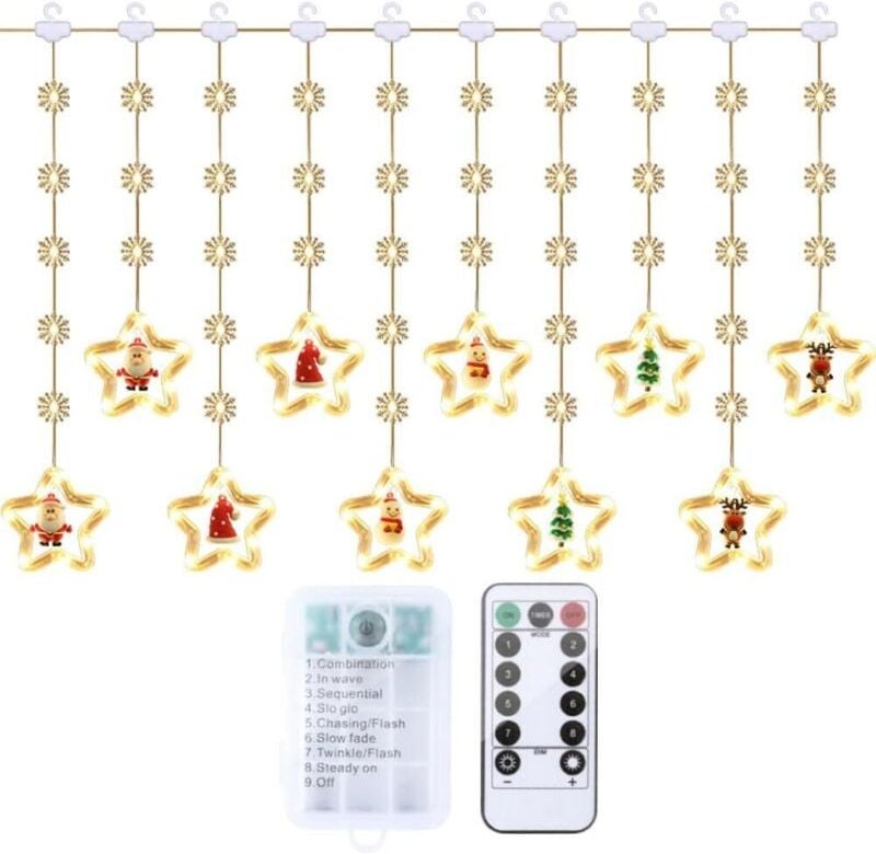 Weihnachtsbeleuchtung, 50 LEDs, 3 m lange, wasserdichte USB-Lichterkette, Lichterkette mit 8 Beleuchtungsmodi, für Fenst...