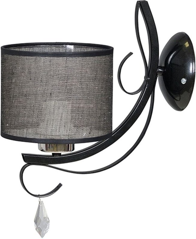 Wandleuchte Schwarz E27 Stoff Metall Klassisch Wandlampe