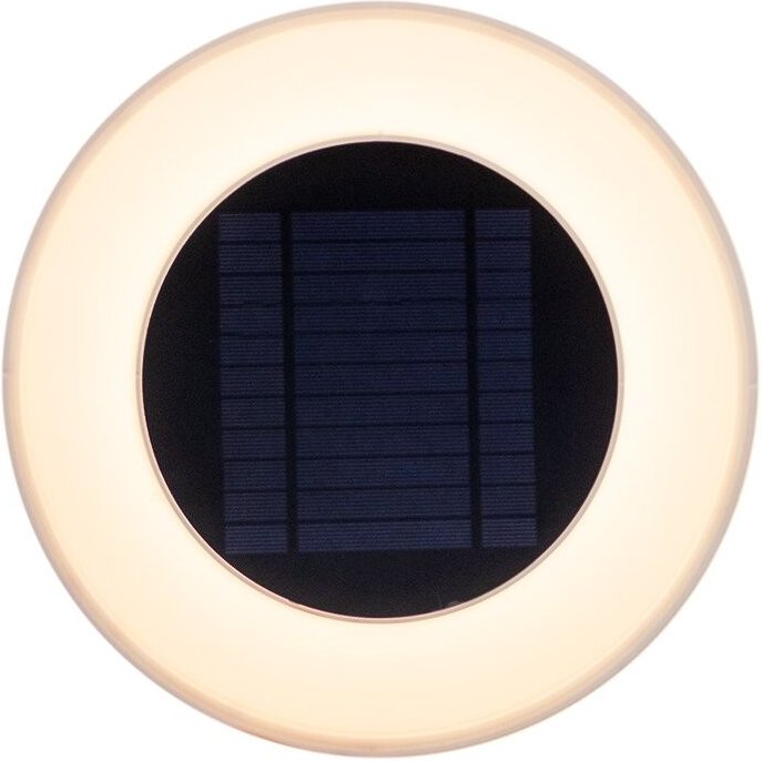 Wally Wandleuchte round mit Solarladung. Maße ø27x5 cm. Kaltes LED-Licht. Hergestellt in Spanien.
