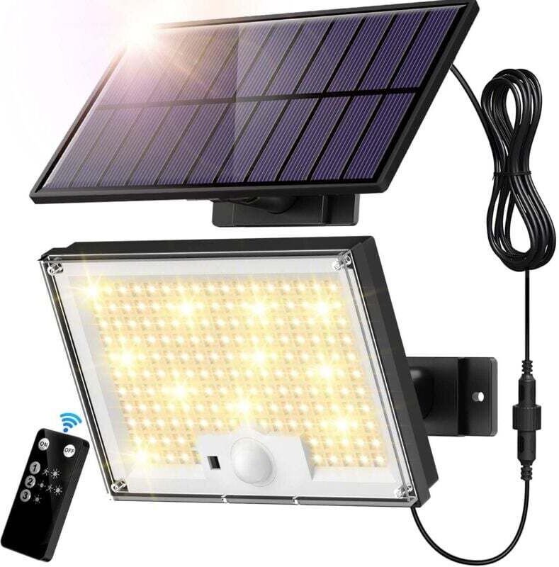 172 LED Solar-Außenleuchte, 3 Modi, Bewegungsmelder, IP65, LED-Solar-Flutlicht mit 5 m Kabel, für Garten und Garage XXW
