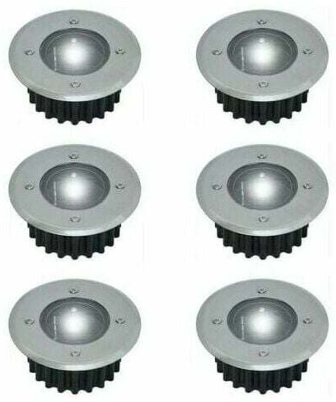 CHOYCLIT 6er Set Solar LED Bodeneinbaustrahler rund Ø: 85mm Außen sockelfest Edelstahl Front 6 Solarleuchten