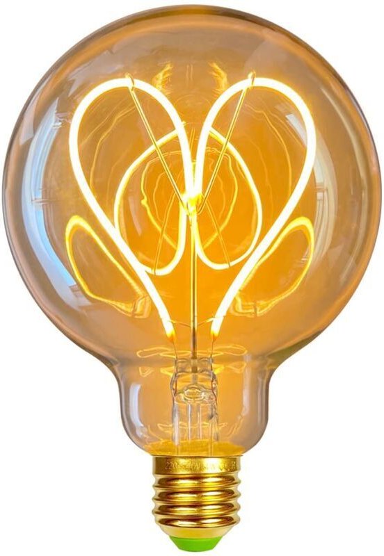 LED-Lampen, Vintage-Glühbirne, 4 W, dimmbar, antike Edison-LED-Glühlampe, 220/240 V, G95, Herz-Wärme-Glühen (Golden)