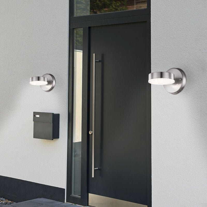 Außenwandlampe Edelstahl Fassadenleuchte led Haustürlampe silber Gartenleuchte, 7W 450lm warmweiß, BxH 11,5 x 11,5 cm, 2...