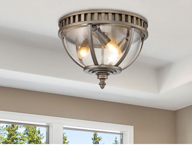 Kichler - Jugendstil Deckenleuchte halleron für Innen & Außen, Bronze Ø30,5cm