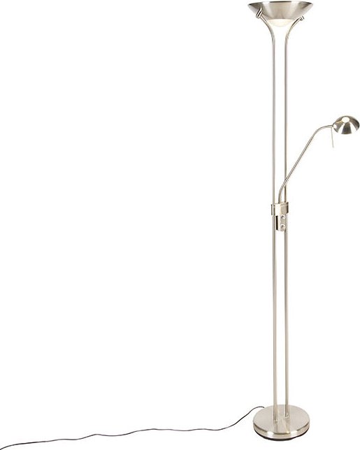 Stehleuchte Stahl mit Leselampe inkl. LED und Dimmer - Diva