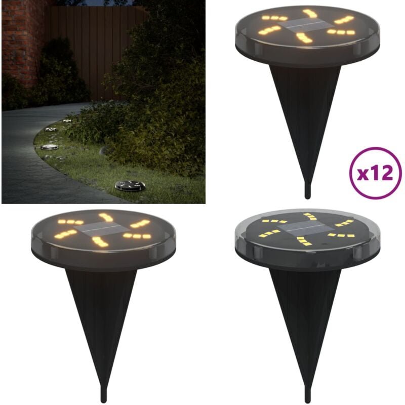 Solar-Bodenleuchten mit Erdspieß 12 Stk. Warmweiß - Solarlampen - Outdoor Beleuchtung - Gartenbeleuchtung - led Lichter ...