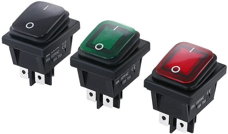 Lichtschalter – 3 Stück wasserdichter EIN/AUS-DPST-Wippschalter, 4-polig, 2-Positionen-Kippschalter, LED-Anzeige, 16 a, ...