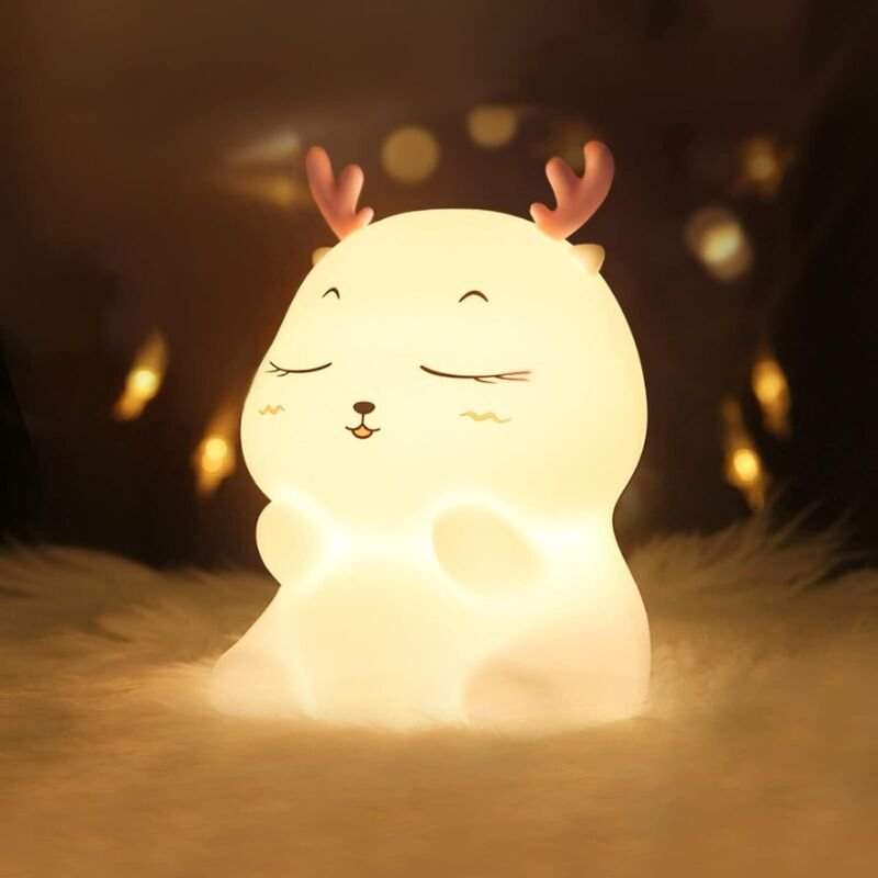 Lntyq Kinder-Nachtlicht, wiederaufladbar, Nachtlicht, Babylampe, 7 Farben, LED-Nachtlicht, Mädchen, Silikon-Touch-Nachtt...