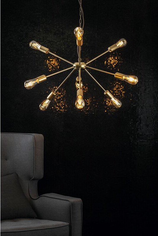 Licht-erlebnisse - Hängelampe Gold Esstisch 9-flmg Leuchte rod