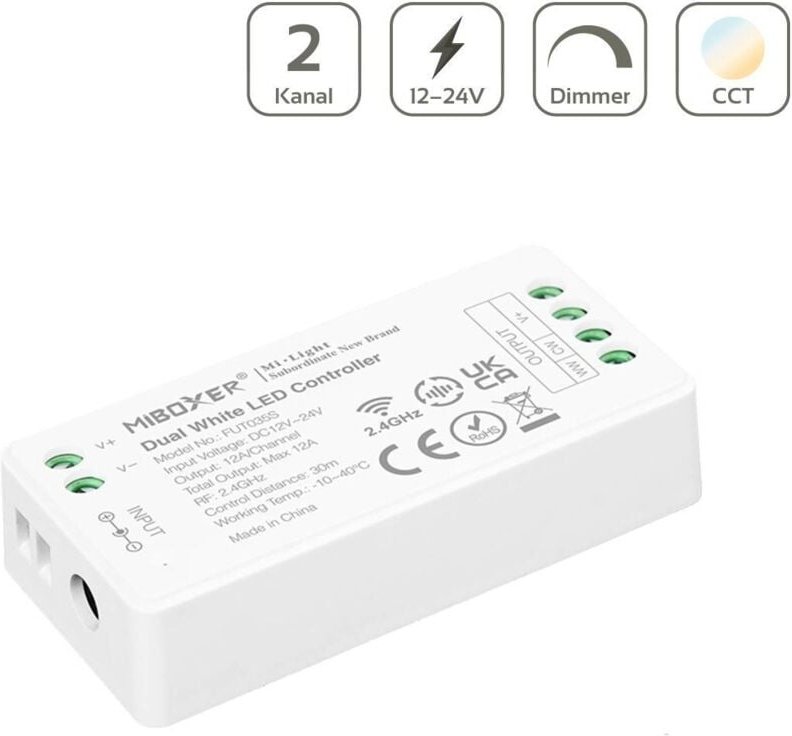 MiBoxer CCT LED Controller Mini 2 Kanal 12/24V Multifunktion LED Strip Panel Steuerung FUT035S