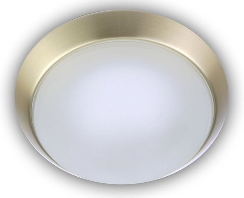 Niermann - Deckenleuchte, Glas satiniert mit Klarrand, Dekorring Messing matt, ø 25cm