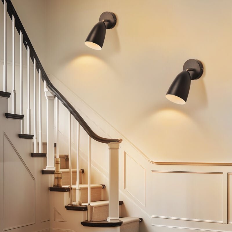 Wandleuchte Innen Wandlampe Schwarz - 2er Vintage Wandbeleuchtung Schlafzimmer Wandstrahler GU10 Flurlampe Küche Schwenk...