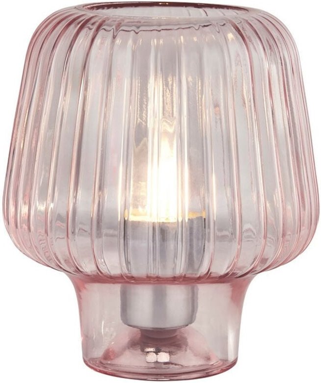 Searchlight Aria Tischlampe Rosa Wellenglas
