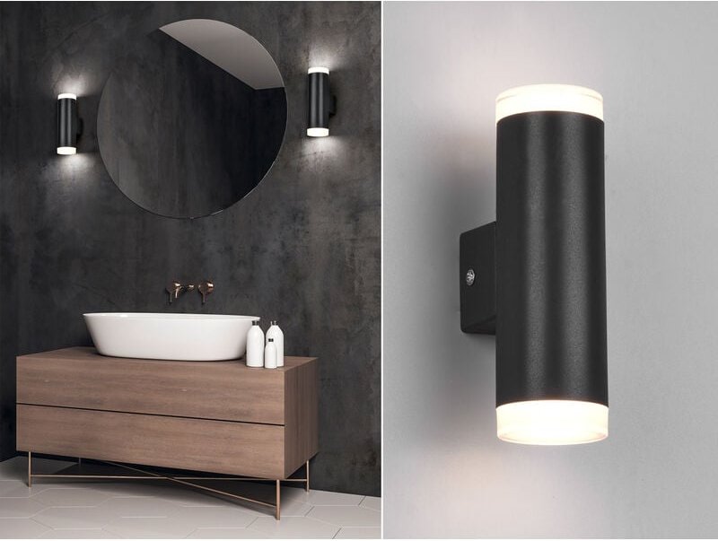 Trio - led Badezimmer Wandleuchte ray Up and Down in Schwarz - Spiegelleuchte, H:17cm