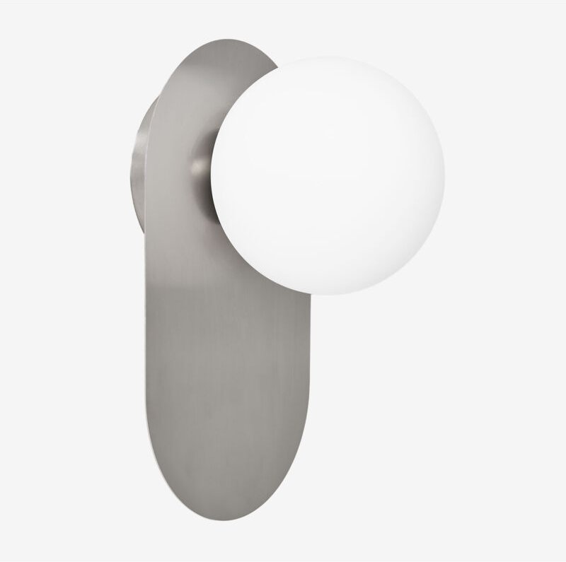 SKLUM Badezimmer-Wandleuchte aus Edelstahl und Nacariel-Glas Grau Chrom ↑25 cm