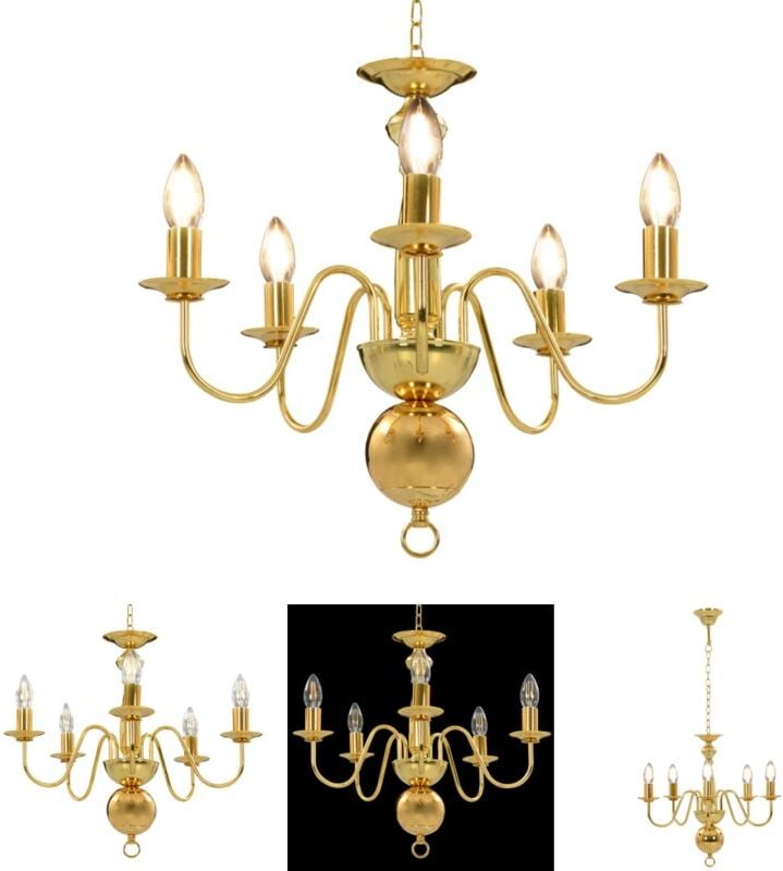 Vidaxl - The Living Store Kronleuchter Golden 5 x E14-Glühbirnen - Kronleuchter - Gold