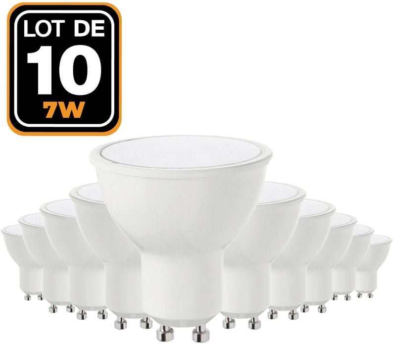 Europalamp - 10 Ampoules GU10 7W eq. 50W Blanc Chaud 3000K Haute Luminosité