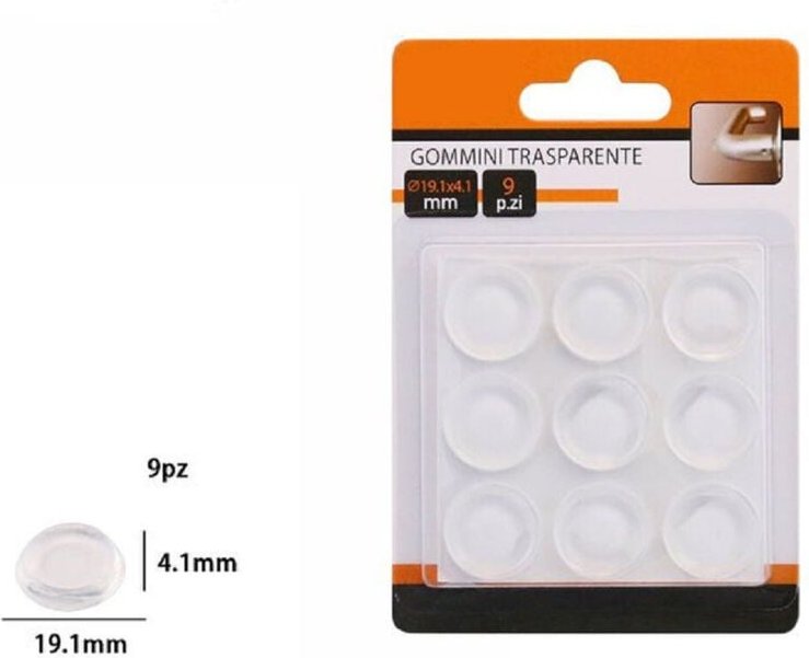 Trade Shop Traesio - Trade Shop - 9-teiliges Set runder, transparenter, selbstklebender Gummi-Bodenschutz 19.1X4.1MM -