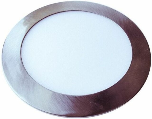 V-TAC Mini-LED-Panel, 24 W, rund, flächenbündig, satiniertes Nickel, Farbe: Warmweiß