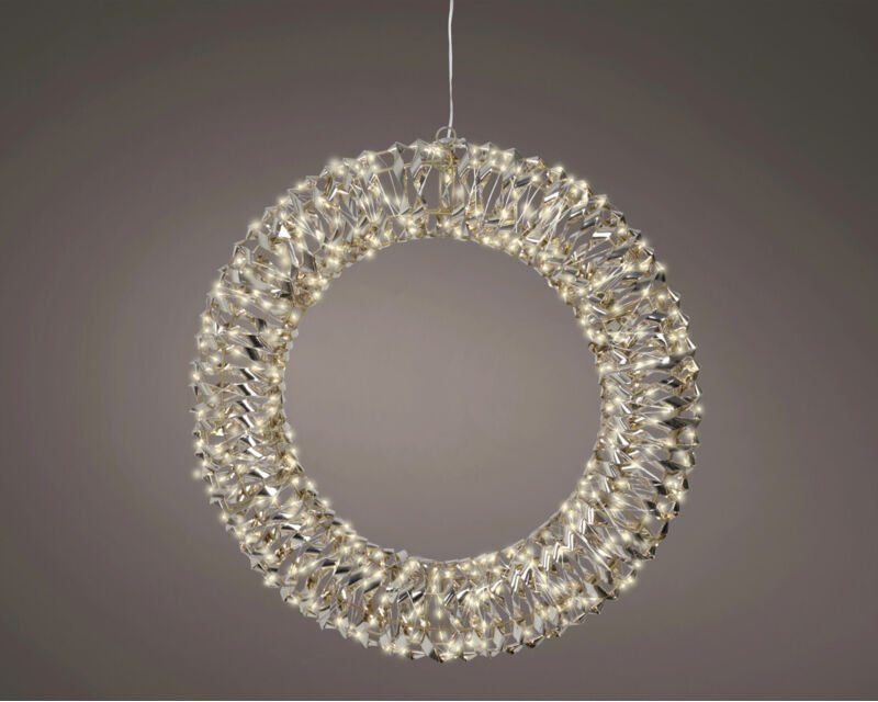 Thumbnail - Lumineo LED Kranz mit Timer Kunststoff Ø 50 cm warmweiß gold