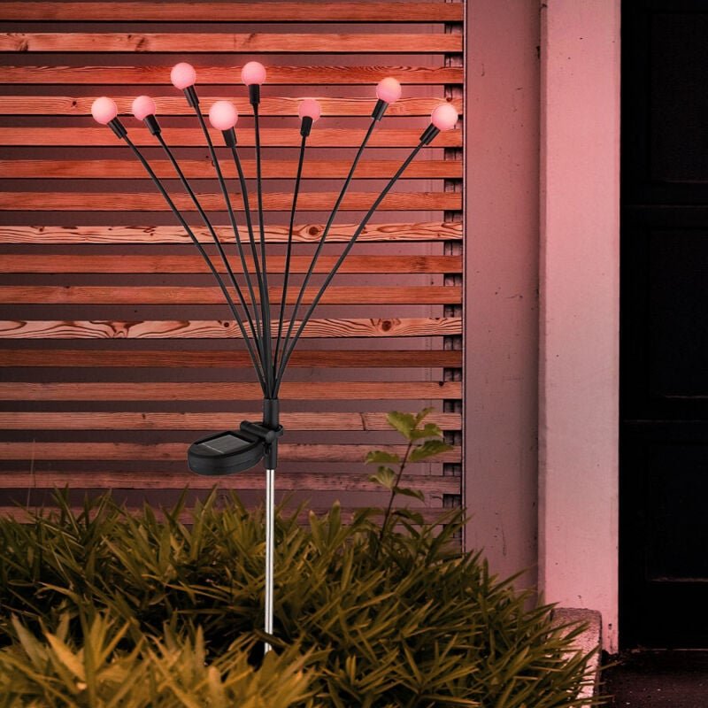 Solarlampe Außenleuchte Gartenlampe Dekoleuchte Stecklampe mit rgb Farbwechsel, Edelstahl Kunststoff schwarz, Akku, 8x r...