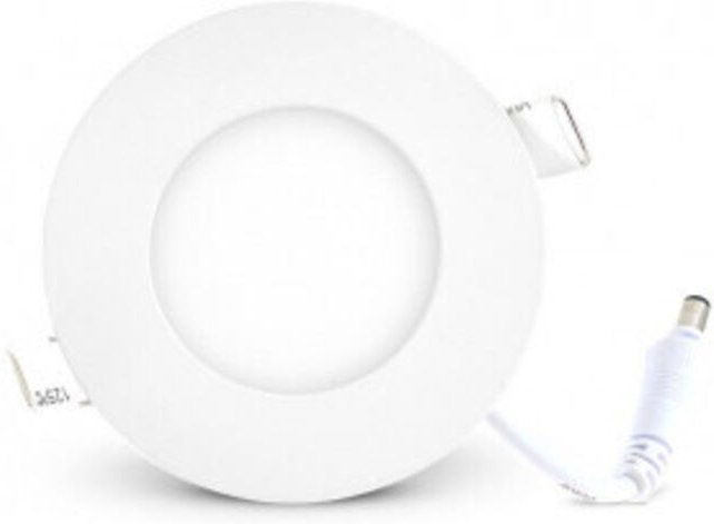 Runder Einbaudeckenleuchte aus weißem Polycarbonat, SLIMY ECO Ø85mm - 3000K Warmweiß - 3W - 180Lm