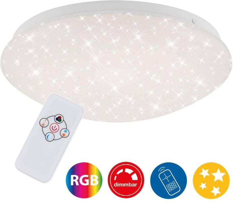 Briloner - led Deckenleuchte Dimmbar rgb Fernbedienung 10W weiß Metall-Kunststoff