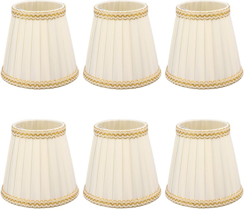 Eosnow 6pcs kleiner Lampenschattenclip auf Drum Lampenschein Stoff für Kronleuchter Kerzenlampen Beleuchtungszubehör