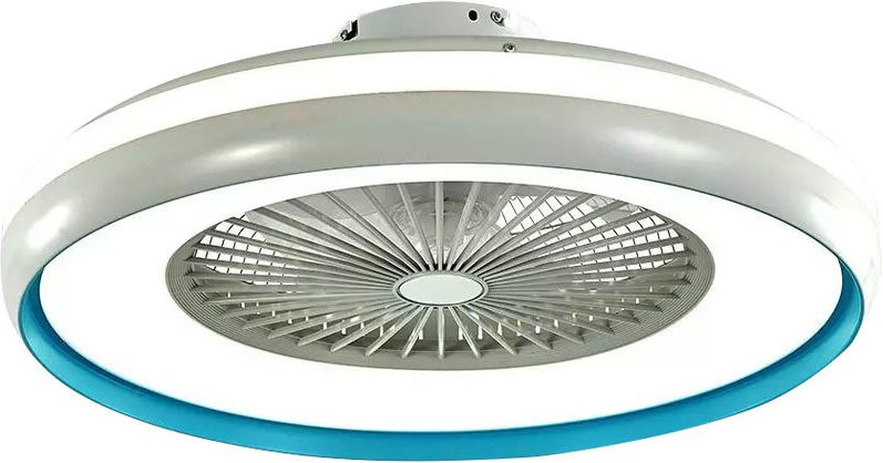 Decken Ventilator mit Fernbedienung Wohnzimmer Lüfter Kühler weiß, blau, CCT-Schaltung, 3 Geschwindigkeiten Timer, 132 c...