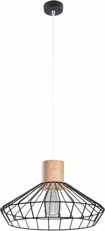 Hängeleuchte schwarz Metall Essbereich Vintage Pendelleuchte Käfig Lampe Wohnzimmer Vintage Deckenleuchte, Holz-Dekor, 1...