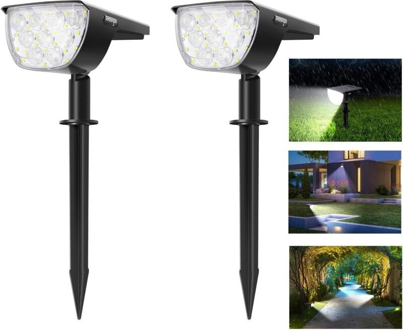 2er-Pack Solarstrahler für den Außenbereich, 30 LED-Solarlampen, wasserdicht, IP67, verstellbar, Solar-Flutlicht mit Sol...