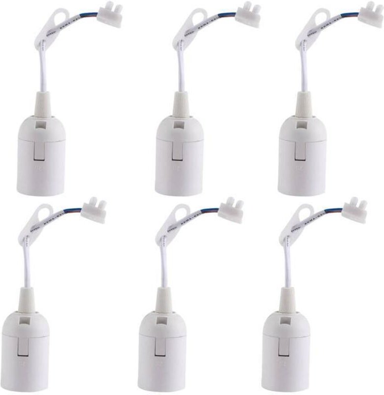 Set mit 6 weißen E27-Lampenfassungen mit 2A 250V-Kabel für Baustellenlampen (max. 60W).