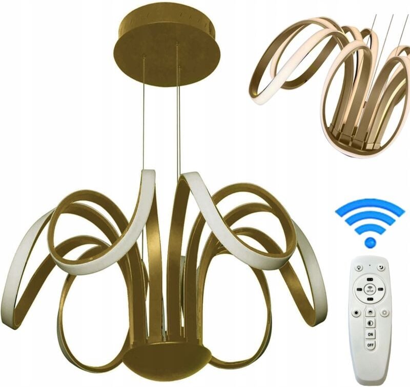 Thumbnail - Moderne Pendelleuchte Deckenlampe Led Kronleuchter Fernbedienung 3 Farben Gold