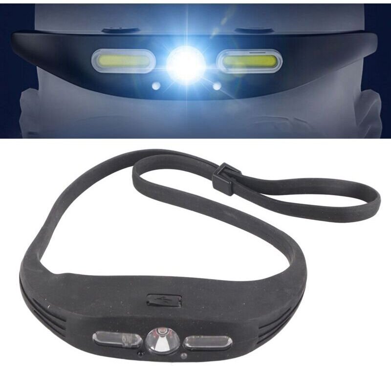 DUBUNS Stirnlampe mit Bewegungssensor, ultraleichte, verstellbare COB-Stirnlampe mit fünf Leuchtmodi für Outdoor-Läufe