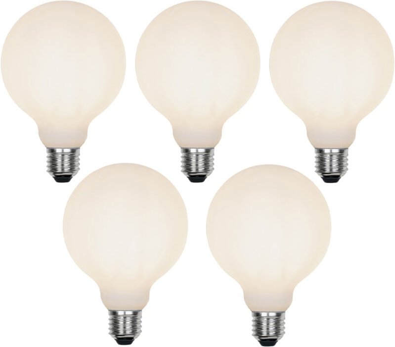 Luedd - Set mit 5 E27 3-stufig dimmbare LED-Lampe G95 Milchglas 5W 550 lm 2700K