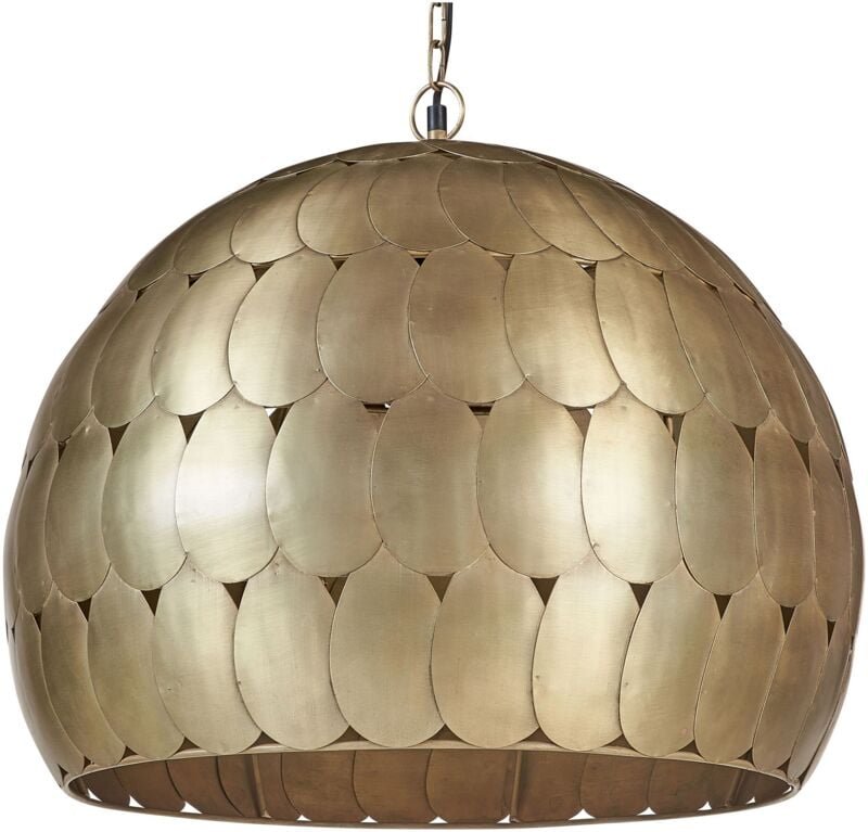 Hängeleuchte Messingfarbend Metall 1-Flammig mit Rundem Schirm Kugelform Antik-Optik Langes Kabel Retro Esstisch Wohnzim...