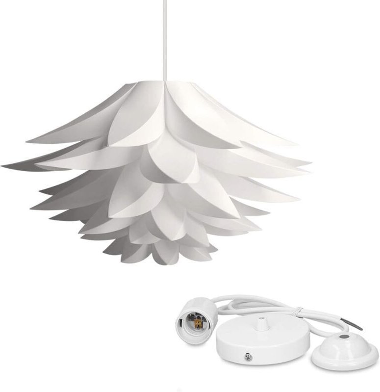 Lotus Design Lampe – XL Lampenschirm zum Selbstaufbau – IQ Deckenleuchte – Set mit Deckenhalterung, 90 cm Kabel, E27 Fas...