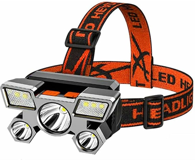 Gotrays - Wiederaufladbare Stirnlampe, 7 LED-Taschenlampenlaterne, wiederaufladbare USB-Stirnlampe, superhell, 4 Betrieb...