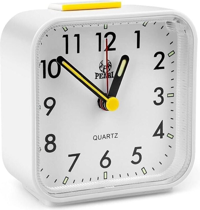 Leiser analoger Wecker, Morgenwecker, Nachttisch-Quarzwecker aus Kunststoff, kleiner, nicht tickender, batteriebetrieben...