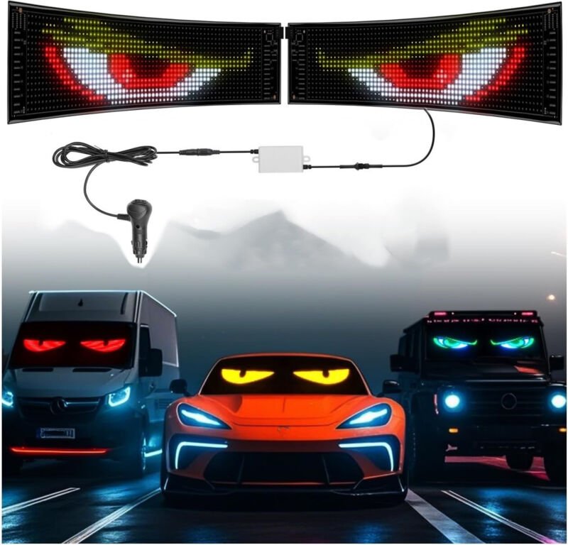 Teufelsaugen-Autolichter, programmierbare flexible LED-Panels für Autos, RGB-Teufelsaugenlampe, flexibler Bildschirm für...