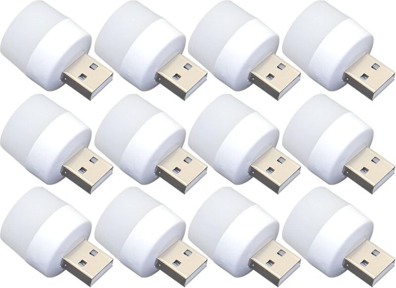 Tonchean - Mini-USB-Nachtlicht – 12 Glühbirnen zum Einstecken, tragbares weißes Licht für Badezimmer, Küche, Flur – idea...